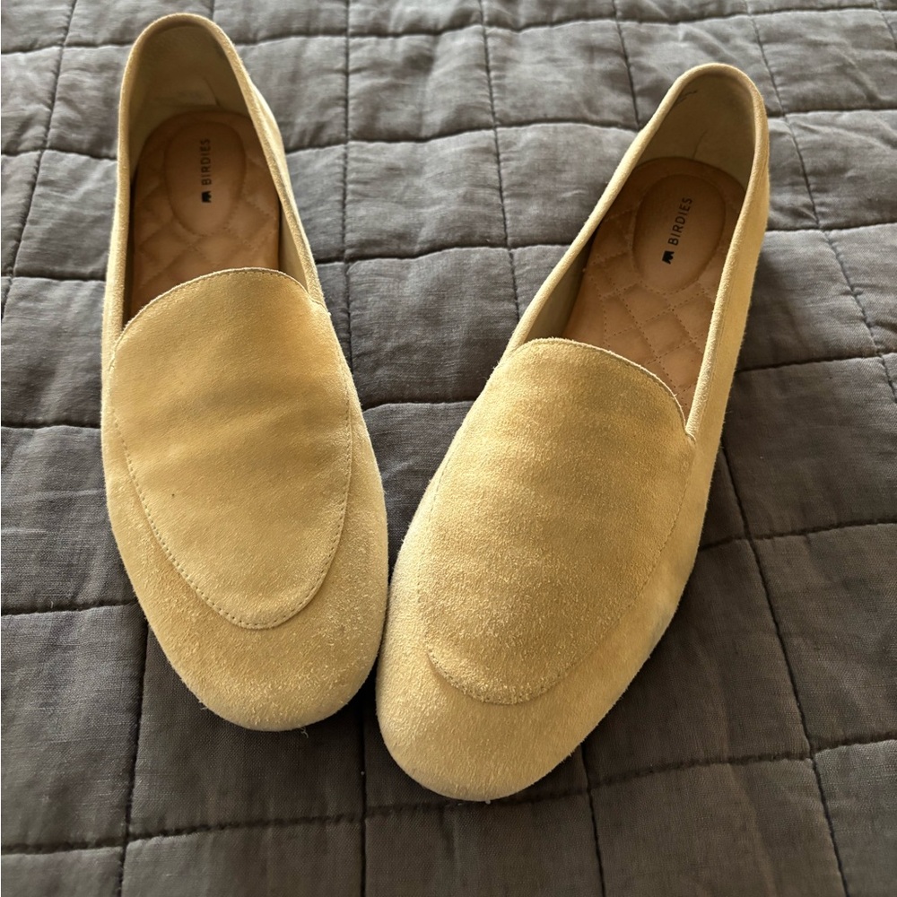 Birdies Suede Neutral Tone Vesper Loafers Size 10